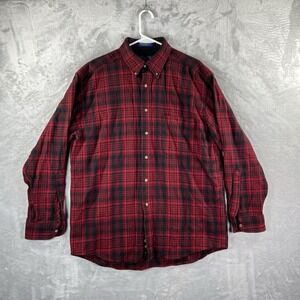 Pendleton Shirt men's Large Virgin Wool Flannel Button Down Red Plaid Outdoor